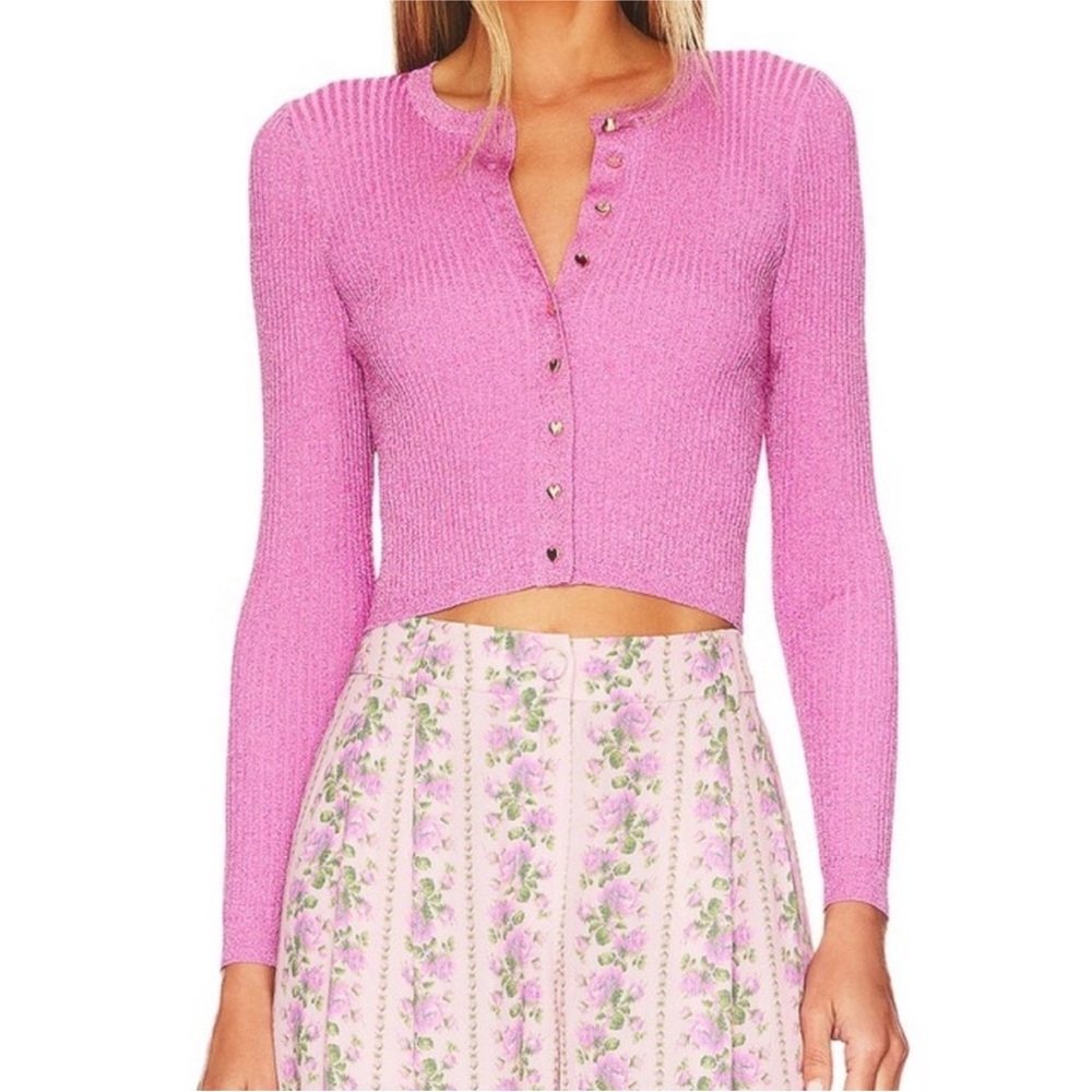 NWT LoveShackFancy Hill Ribbed Button-Up Cardigan L